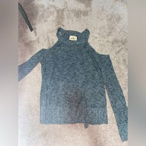 Hollister distressed cut out shoulder knit sweater